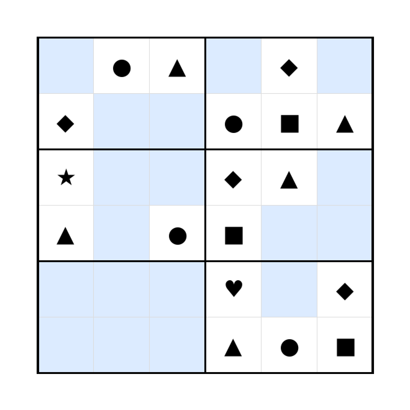 Sudoku-Rätsel Sudoku 6x6 (schwer) für Vorschule aus der Kategorie Sudoku - kostenlos ausdrucken