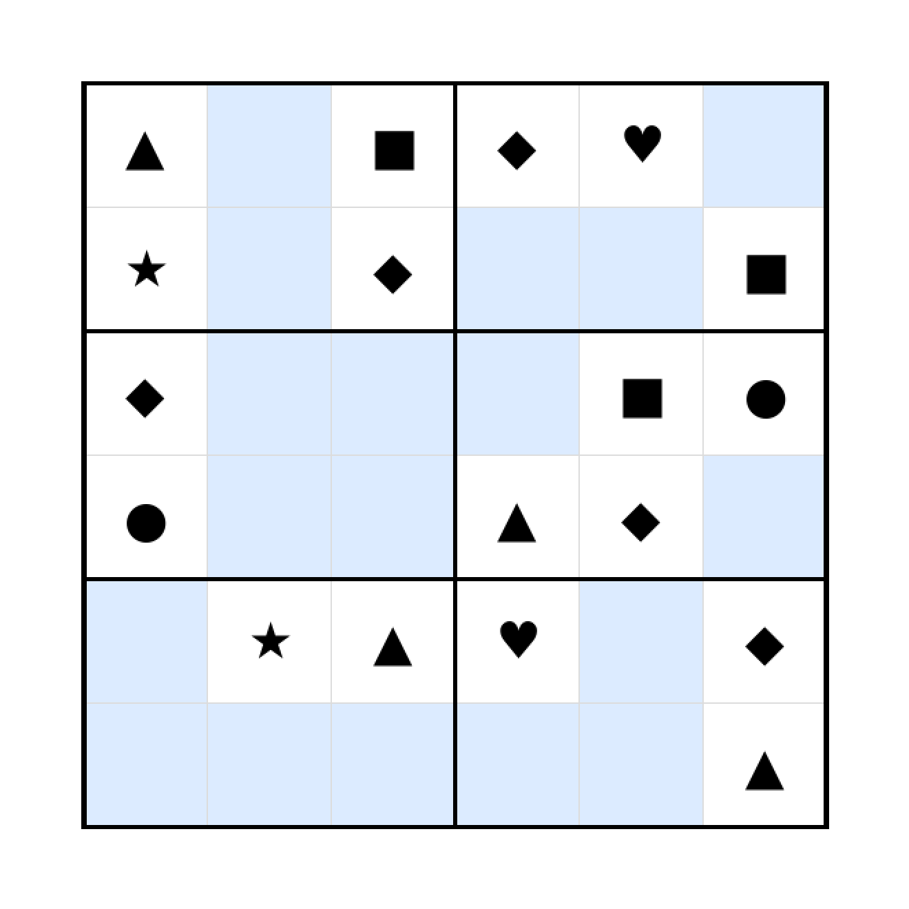 Sudoku-Rätsel Sudoku 6x6 (schwer) für Vorschule aus der Kategorie Sudoku - kostenlos ausdrucken