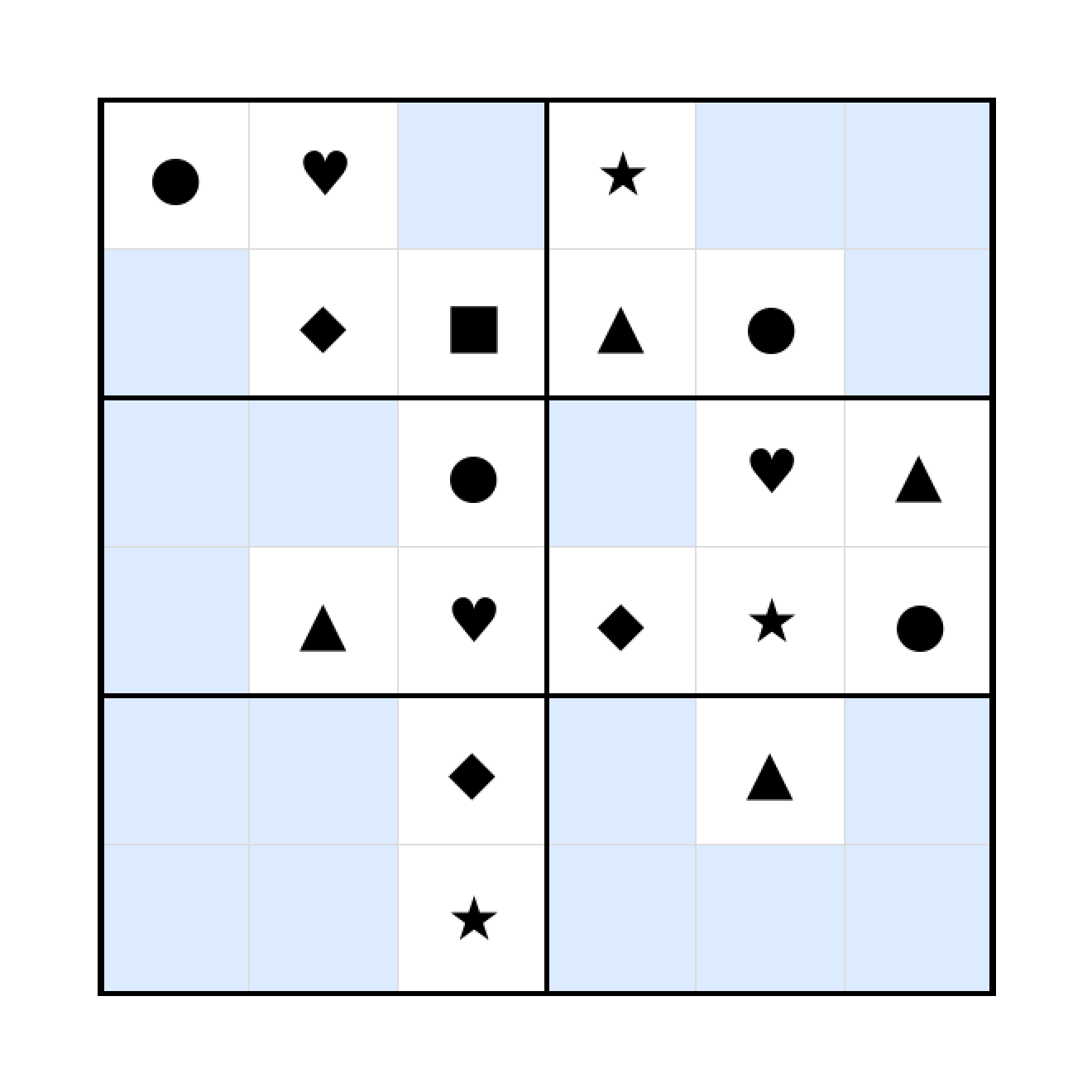 Sudoku-Rätsel Sudoku 6x6 (schwer) für Vorschule aus der Kategorie Sudoku - kostenlos ausdrucken