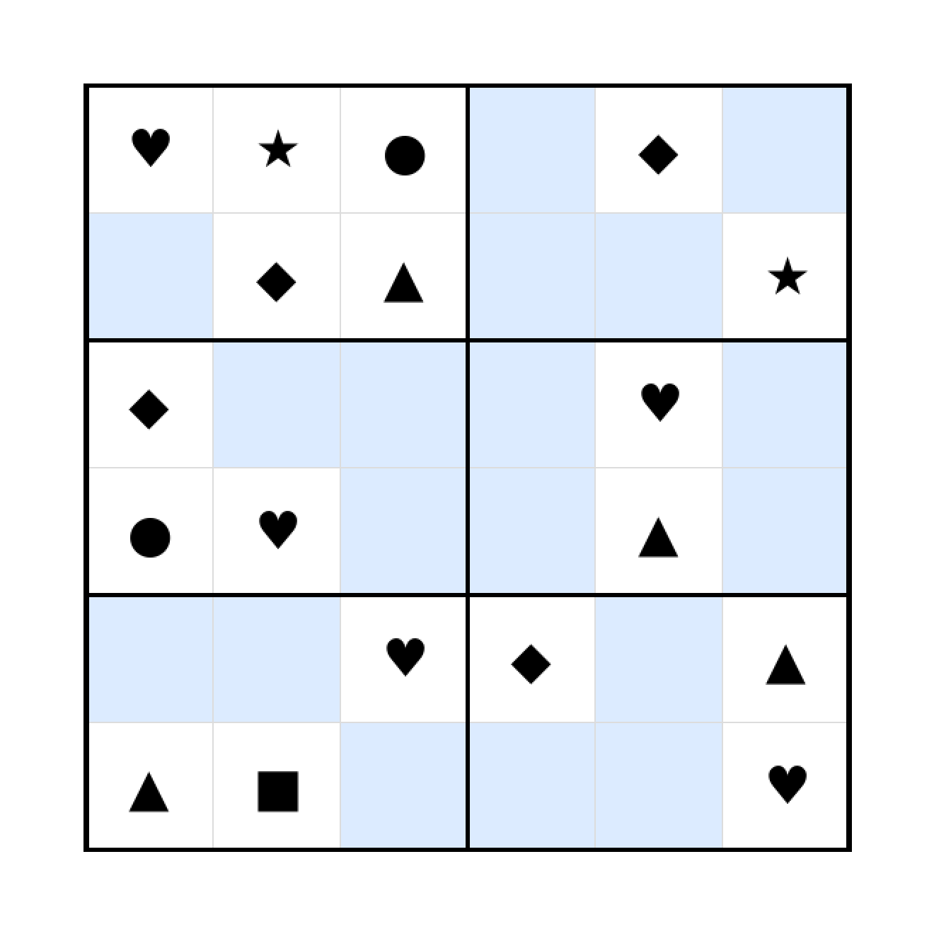 Sudoku-Rätsel Sudoku 6x6 (schwer) für Vorschule aus der Kategorie Sudoku - kostenlos ausdrucken