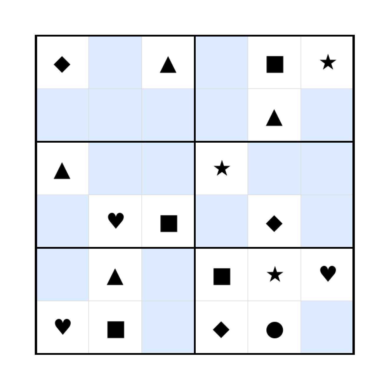 Sudoku-Rätsel Sudoku 6x6 (schwer) für Vorschule aus der Kategorie Sudoku - kostenlos ausdrucken