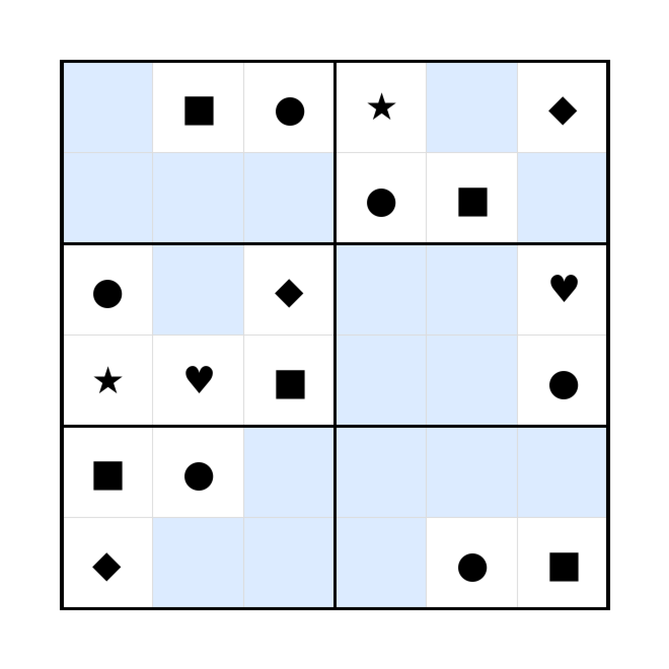 Sudoku-Rätsel Sudoku 6x6 (schwer) für Vorschule aus der Kategorie Sudoku - kostenlos ausdrucken