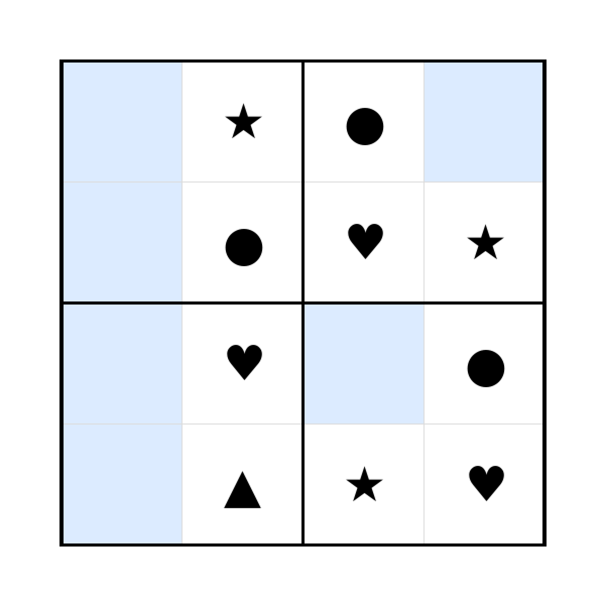 Sudoku-Rätsel Sudoku 4x4 (leicht) für Vorschule aus der Kategorie Sudoku - kostenlos ausdrucken