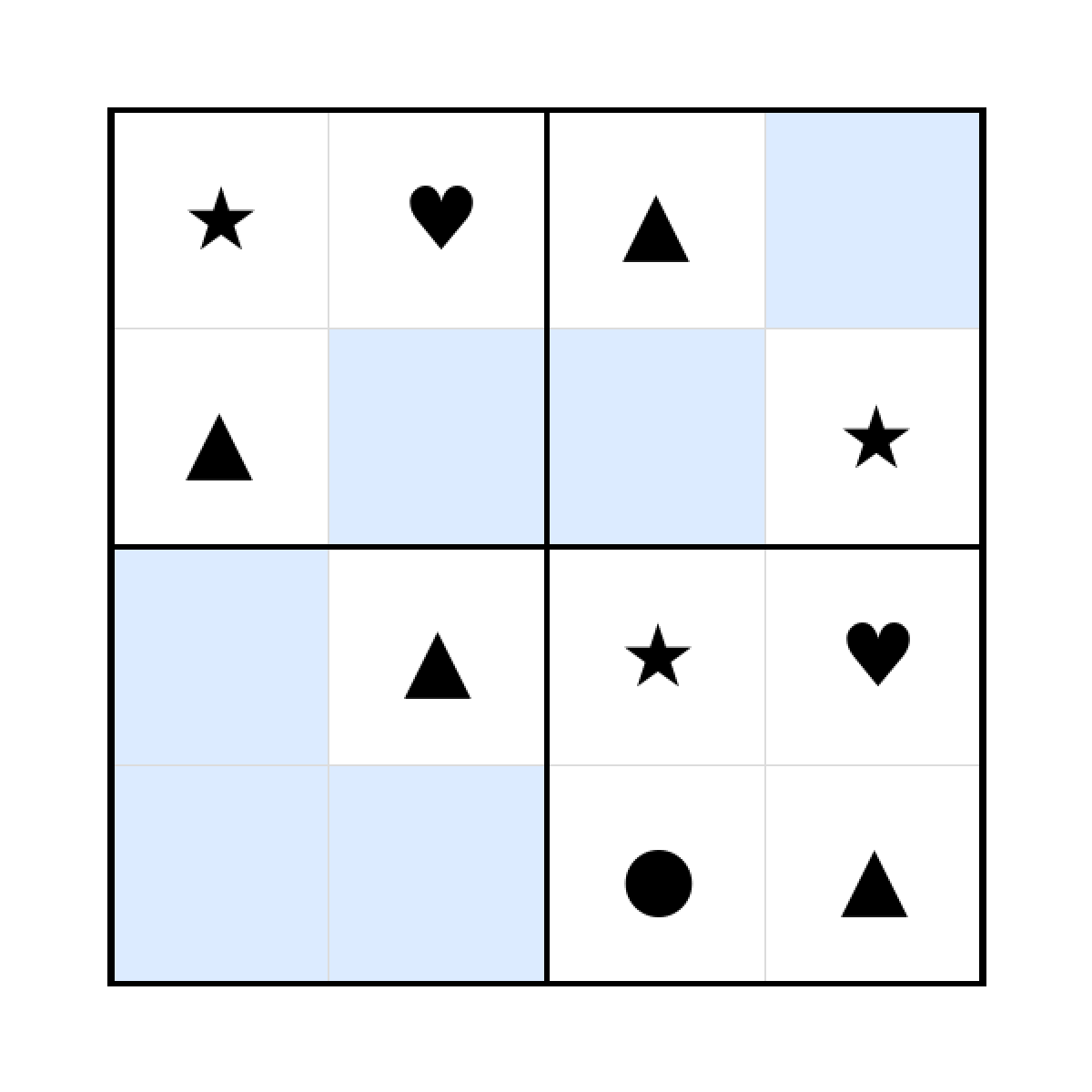 Sudoku-Rätsel Sudoku 4x4 (leicht) für Vorschule aus der Kategorie Sudoku - kostenlos ausdrucken