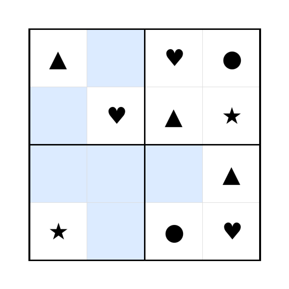 Sudoku-Rätsel Sudoku 4x4 (leicht) für Vorschule aus der Kategorie Sudoku - kostenlos ausdrucken