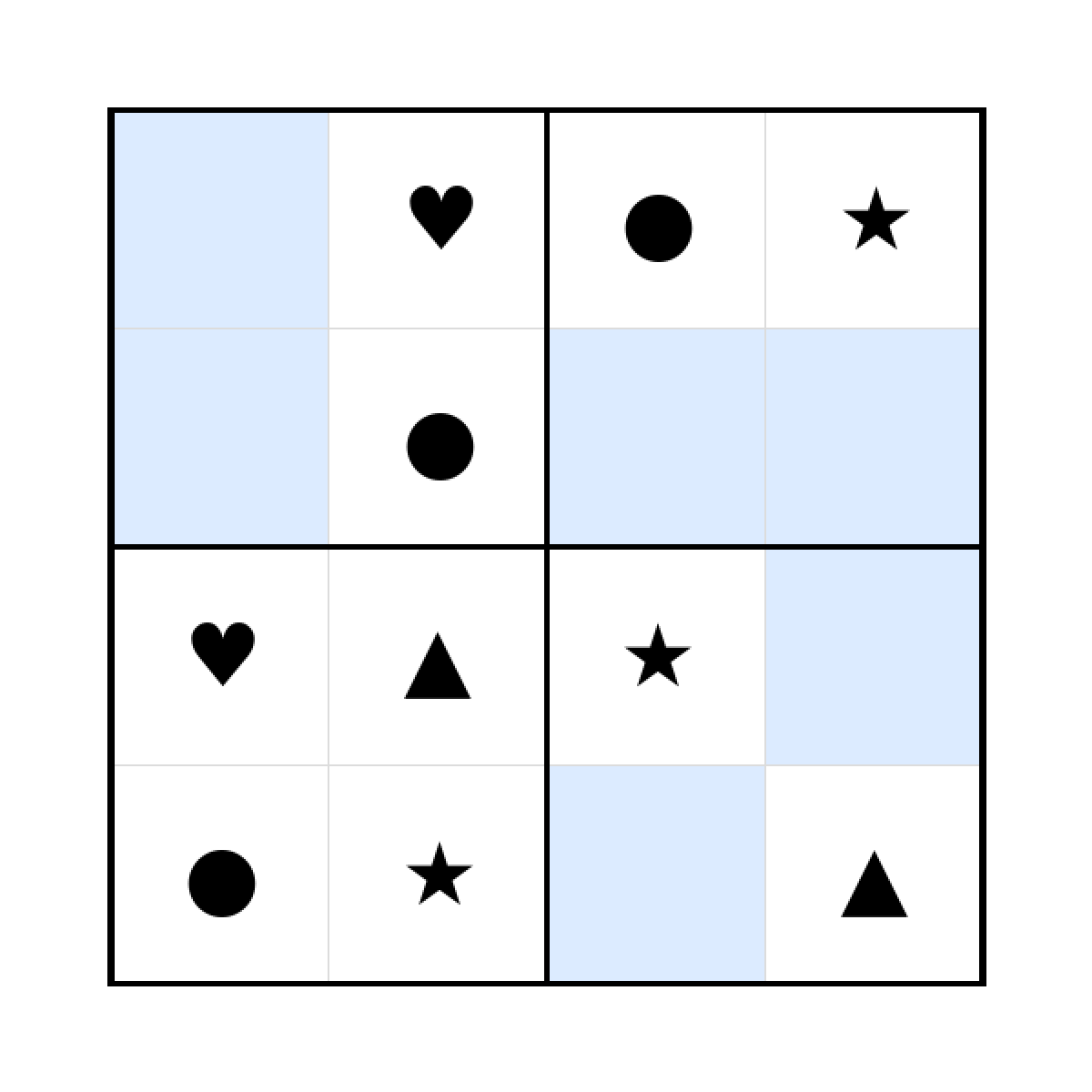 Sudoku-Rätsel Sudoku 4x4 (leicht) für Vorschule aus der Kategorie Sudoku - kostenlos ausdrucken