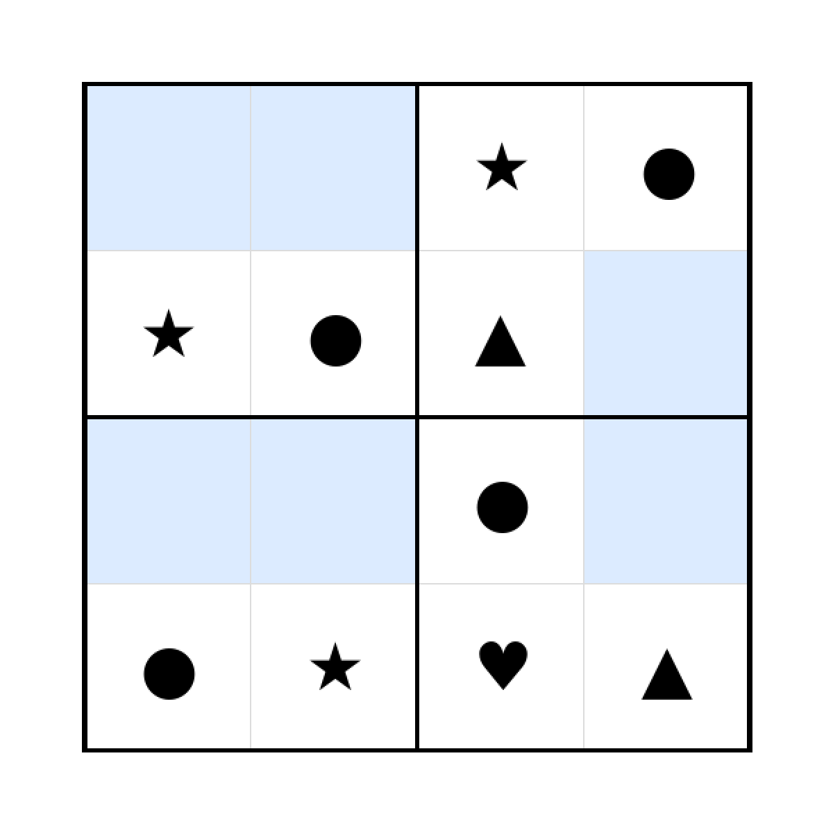 Sudoku-Rätsel Sudoku 4x4 (leicht) für Vorschule aus der Kategorie Sudoku - kostenlos ausdrucken