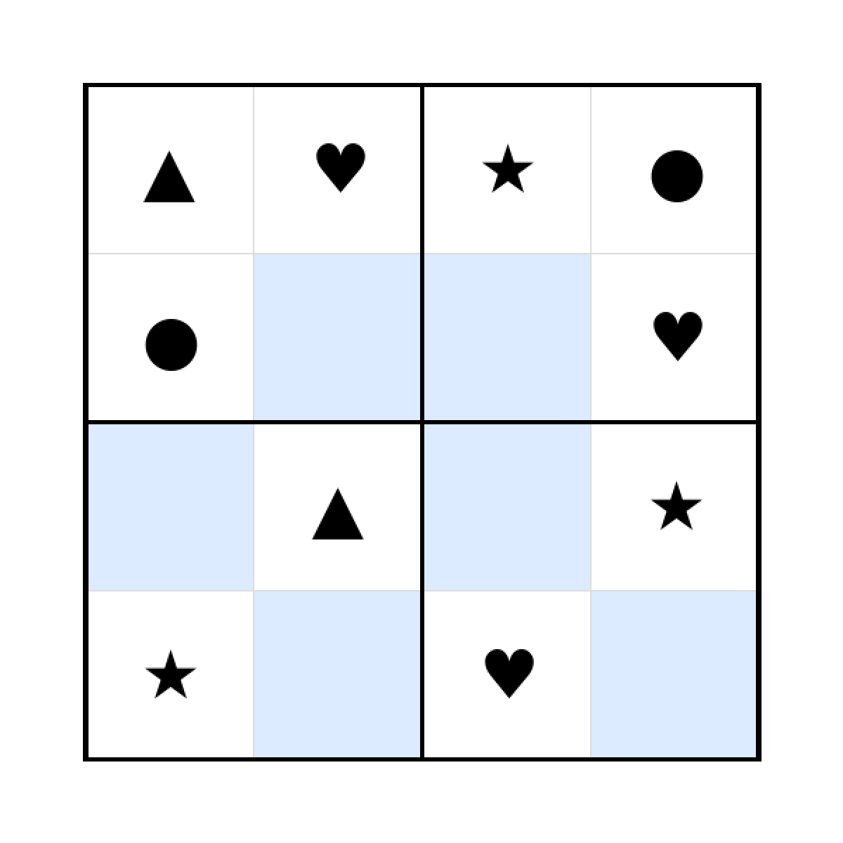 Sudoku-Rätsel Sudoku 4x4 (leicht) für Vorschule aus der Kategorie Sudoku - kostenlos ausdrucken