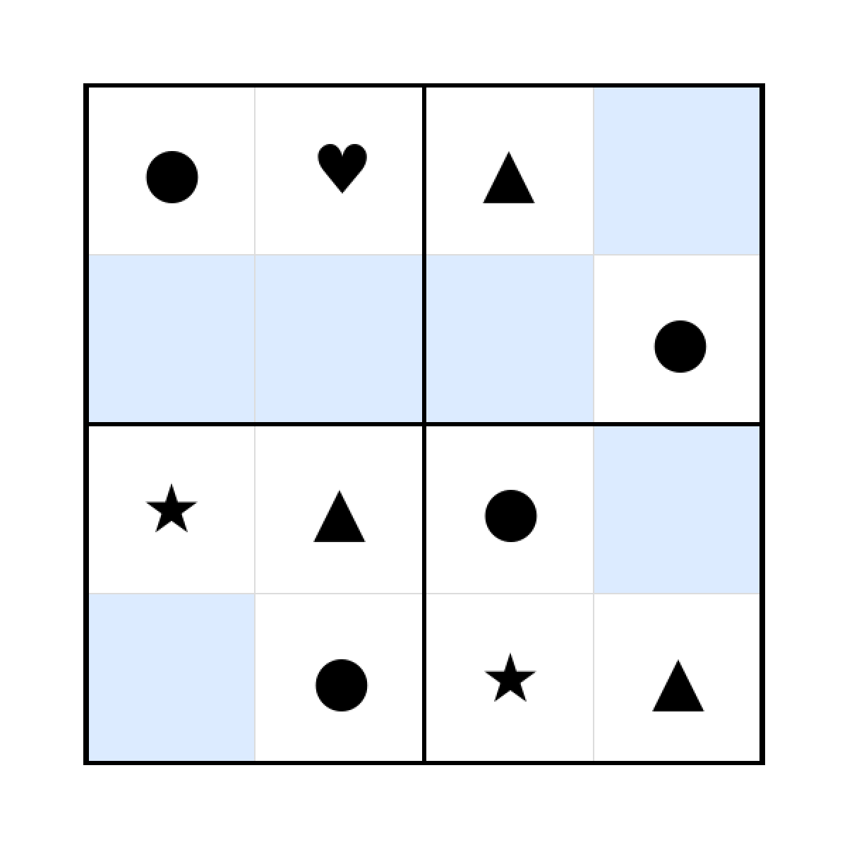 Sudoku-Rätsel Sudoku 4x4 (leicht) für Vorschule aus der Kategorie Sudoku - kostenlos ausdrucken