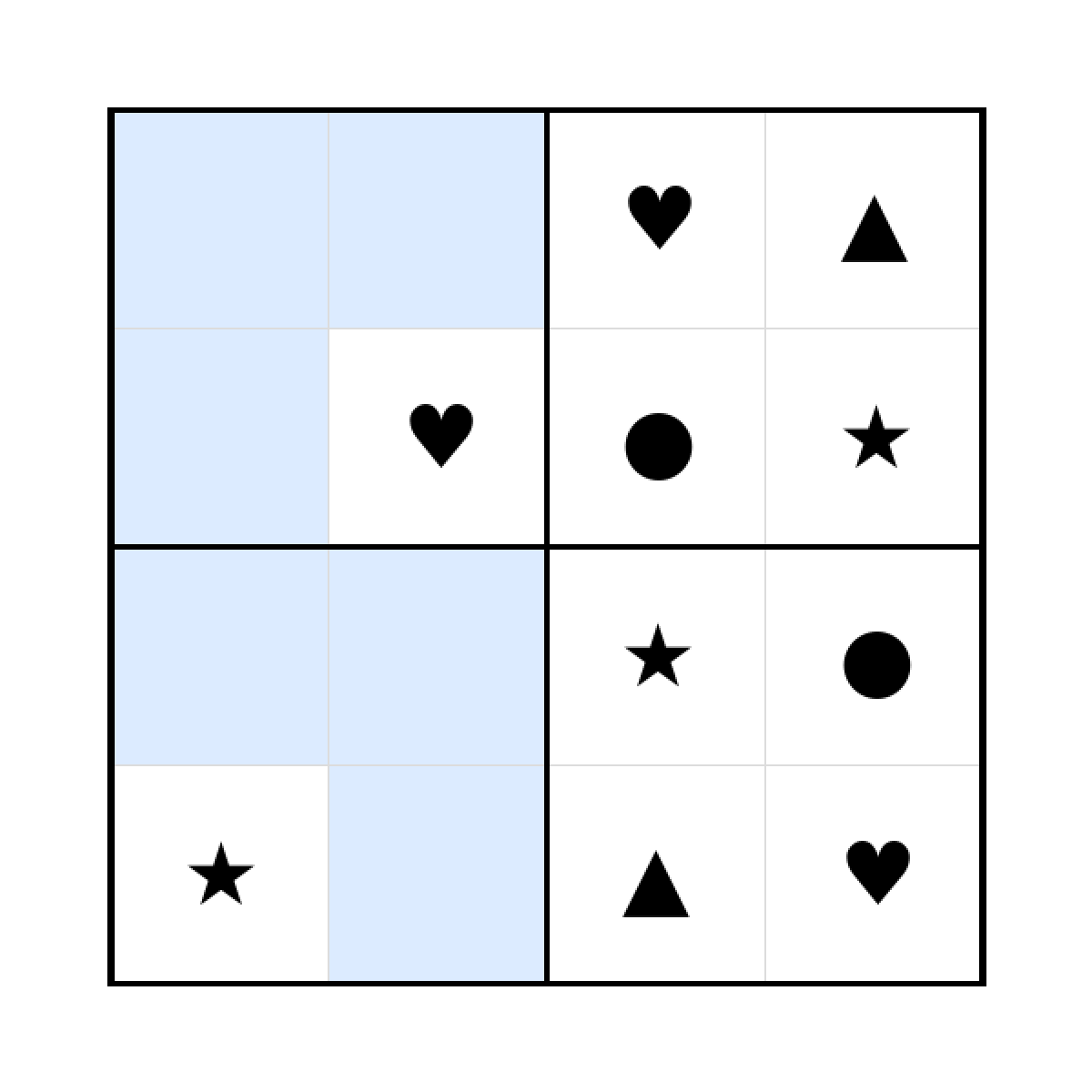 Sudoku-Rätsel Sudoku 4x4 (leicht) für Vorschule aus der Kategorie Sudoku - kostenlos ausdrucken