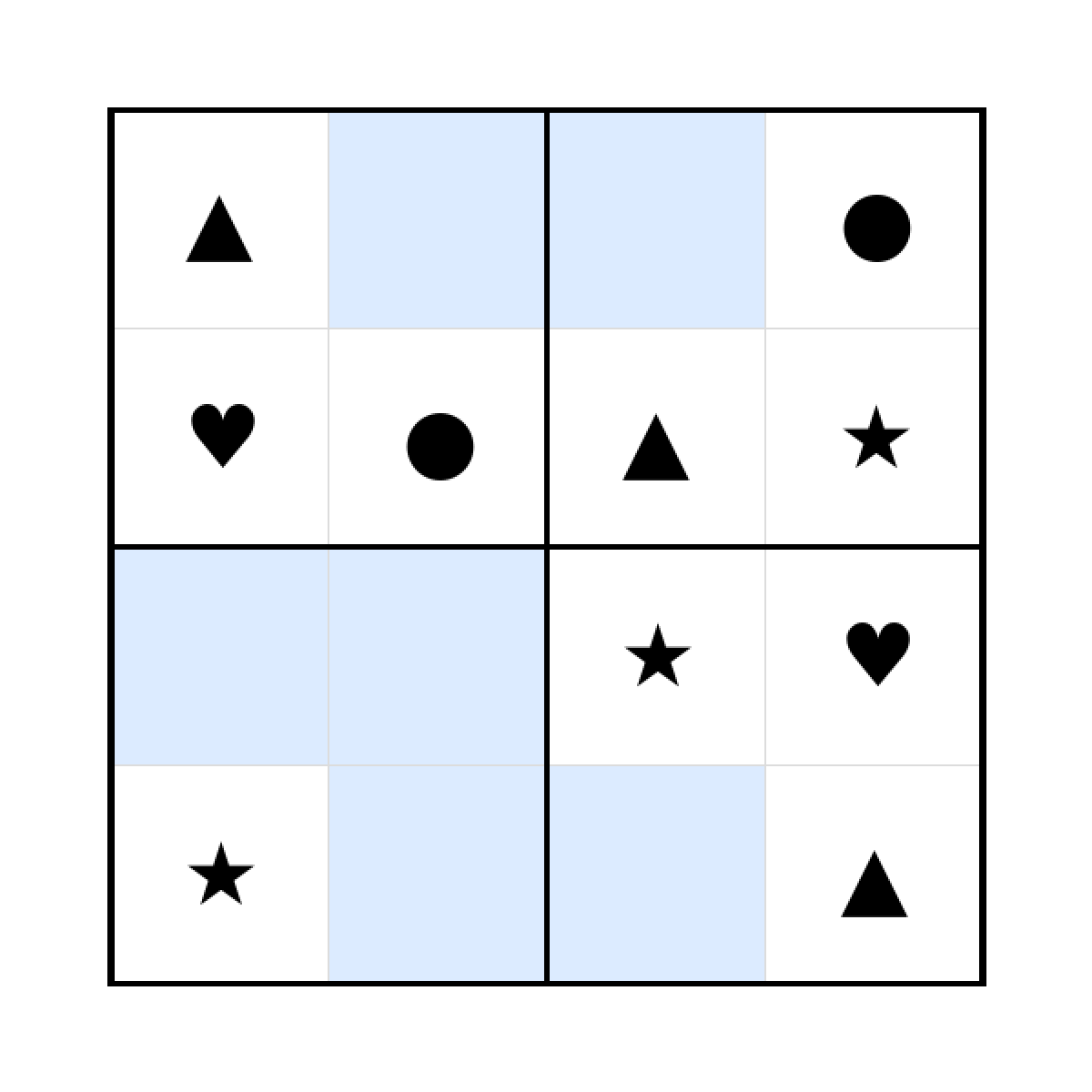 Sudoku-Rätsel Sudoku 4x4 (leicht) für Vorschule aus der Kategorie Sudoku - kostenlos ausdrucken