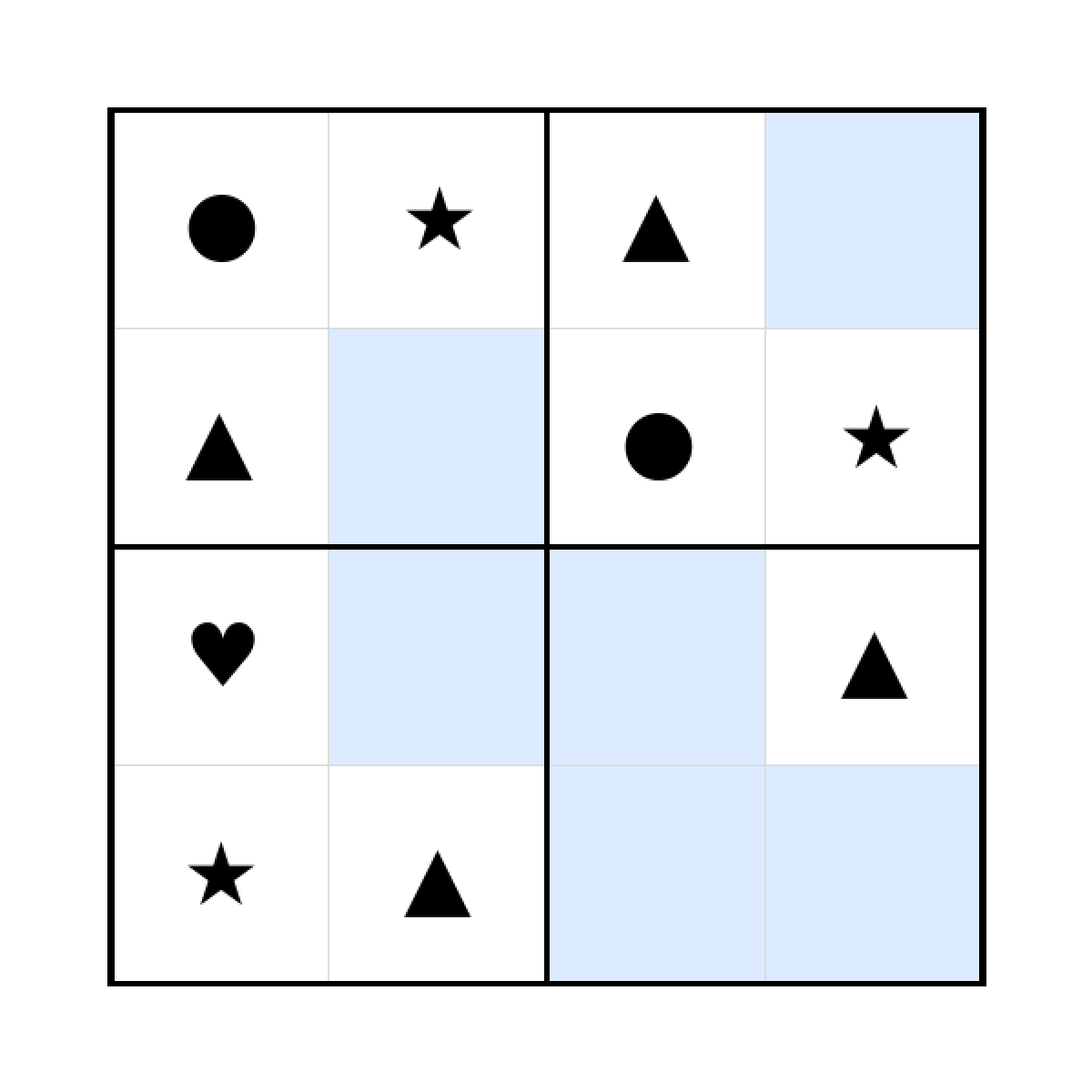 Sudoku-Rätsel Sudoku 4x4 (leicht) für Vorschule aus der Kategorie Sudoku - kostenlos ausdrucken