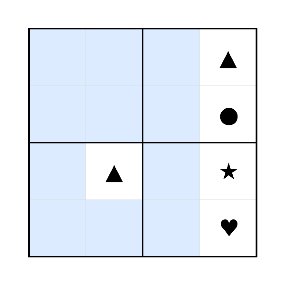 Sudoku-Rätsel Sudoku 4x4 (schwer) für Vorschule aus der Kategorie Sudoku - kostenlos ausdrucken