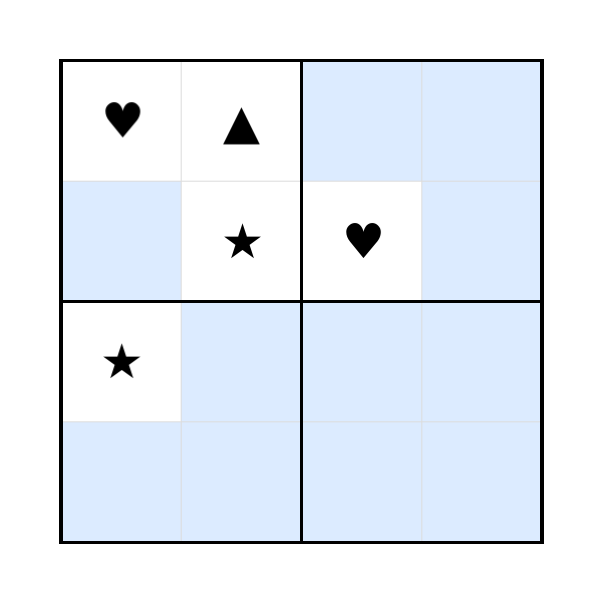 Sudoku-Rätsel Sudoku 4x4 (schwer) für Vorschule aus der Kategorie Sudoku - kostenlos ausdrucken