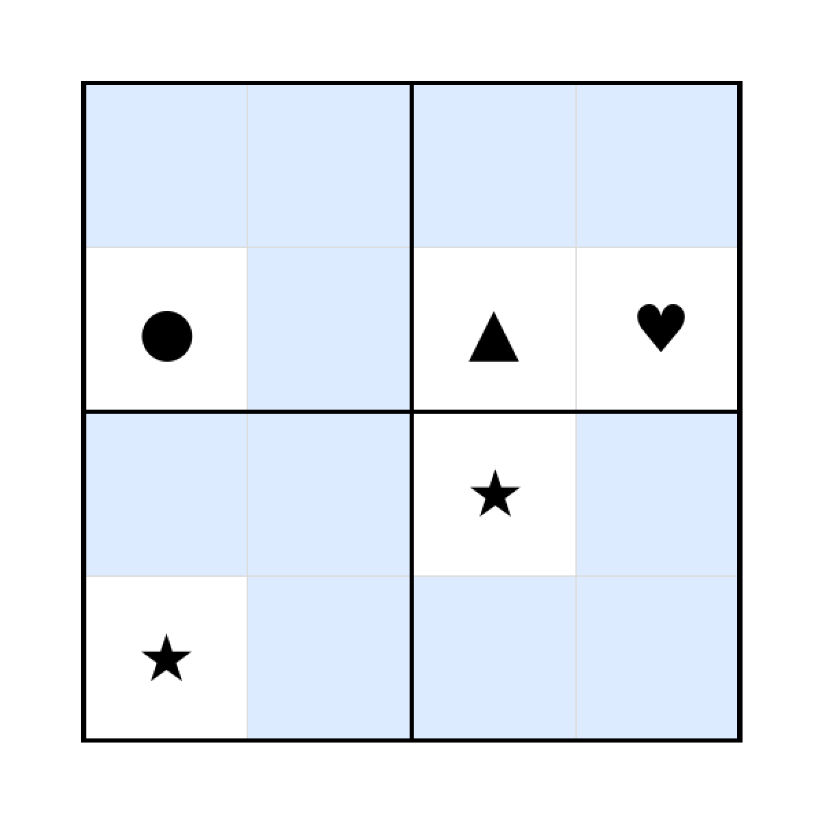 Sudoku-Rätsel Sudoku 4x4 (schwer) für Vorschule aus der Kategorie Sudoku - kostenlos ausdrucken