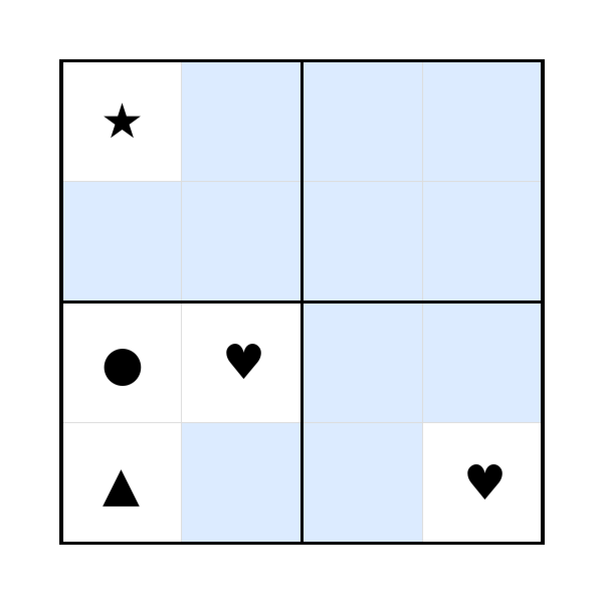 Sudoku-Rätsel Sudoku 4x4 (schwer) für Vorschule aus der Kategorie Sudoku - kostenlos ausdrucken