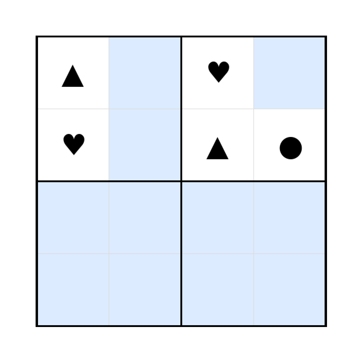 Sudoku-Rätsel Sudoku 4x4 (schwer) für Vorschule aus der Kategorie Sudoku - kostenlos ausdrucken