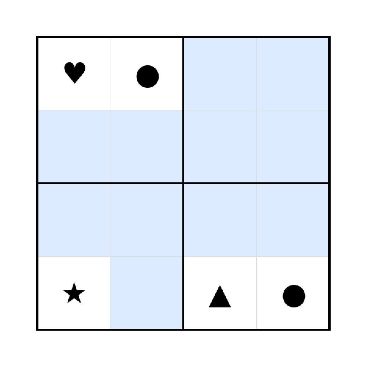 Sudoku-Rätsel Sudoku 4x4 (schwer) für Vorschule aus der Kategorie Sudoku - kostenlos ausdrucken