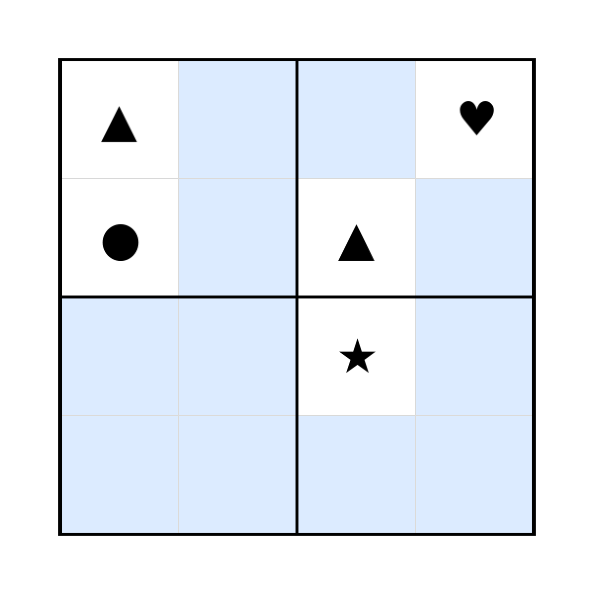 Sudoku-Rätsel Sudoku 4x4 (schwer) für Vorschule aus der Kategorie Sudoku - kostenlos ausdrucken