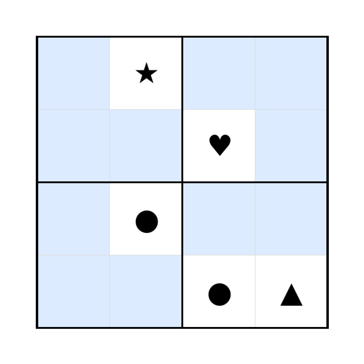 Sudoku-Rätsel Sudoku 4x4 (schwer) für Vorschule aus der Kategorie Sudoku - kostenlos ausdrucken
