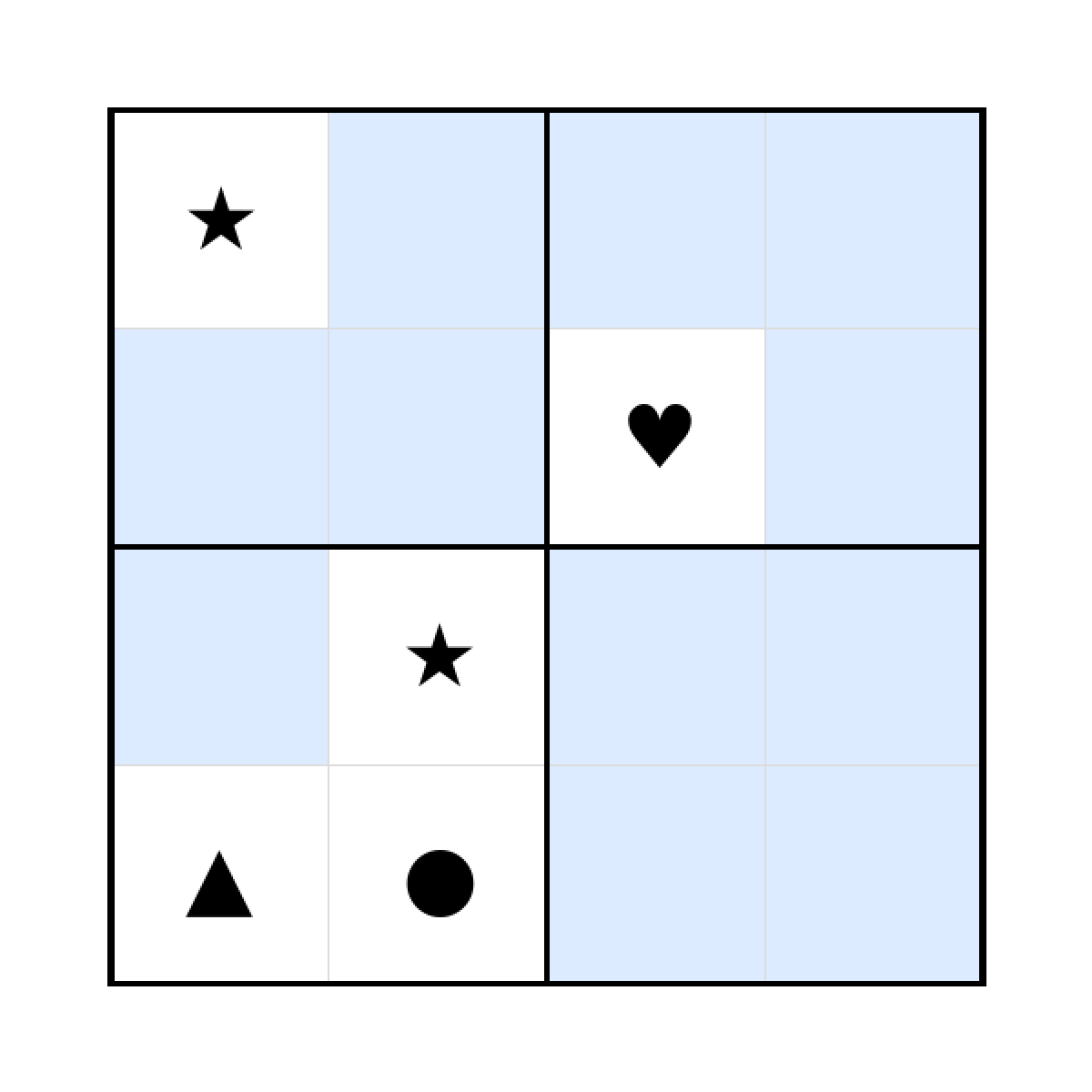 Sudoku-Rätsel Sudoku 4x4 (schwer) für Vorschule aus der Kategorie Sudoku - kostenlos ausdrucken