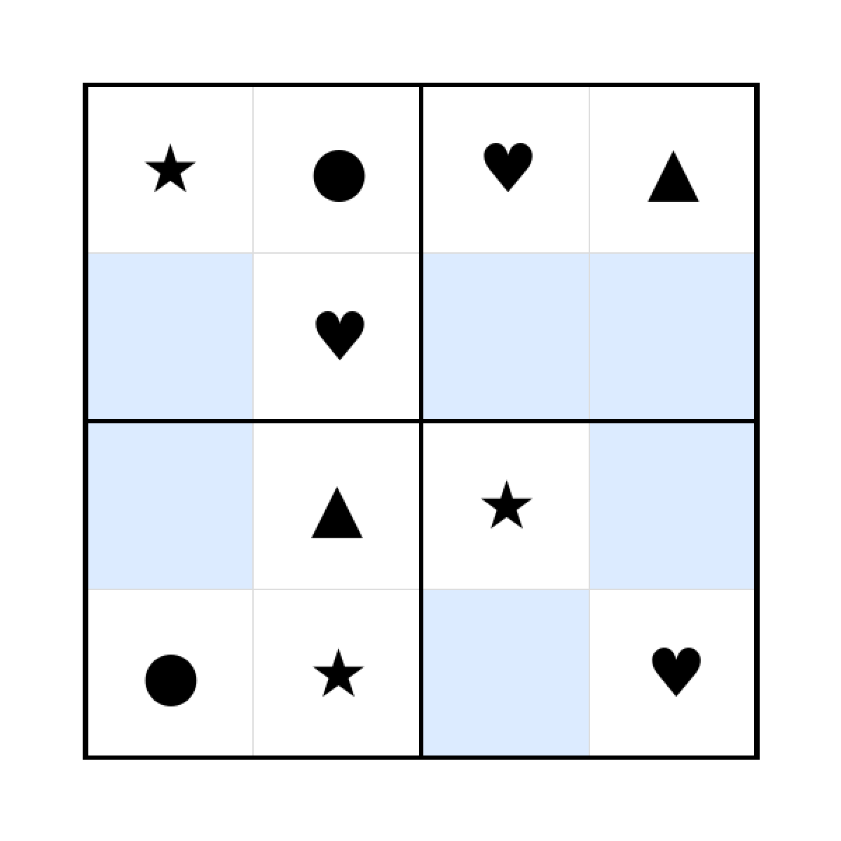 Sudoku-Rätsel Sudoku 4x4 (leicht) für Vorschule aus der Kategorie Sudoku - kostenlos ausdrucken
