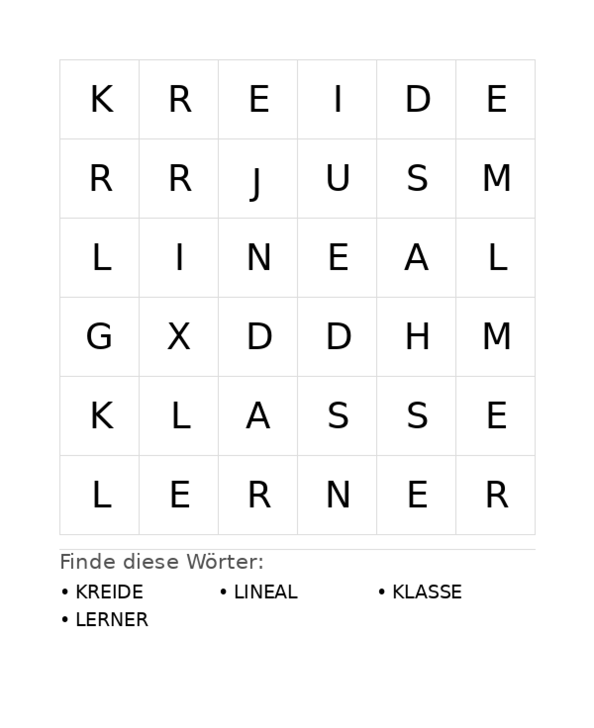 Wortsuchrätsel Wortsuchrätsel: Schule für Vorschule aus der Kategorie Wortsuchrätsel - kostenlos ausdrucken