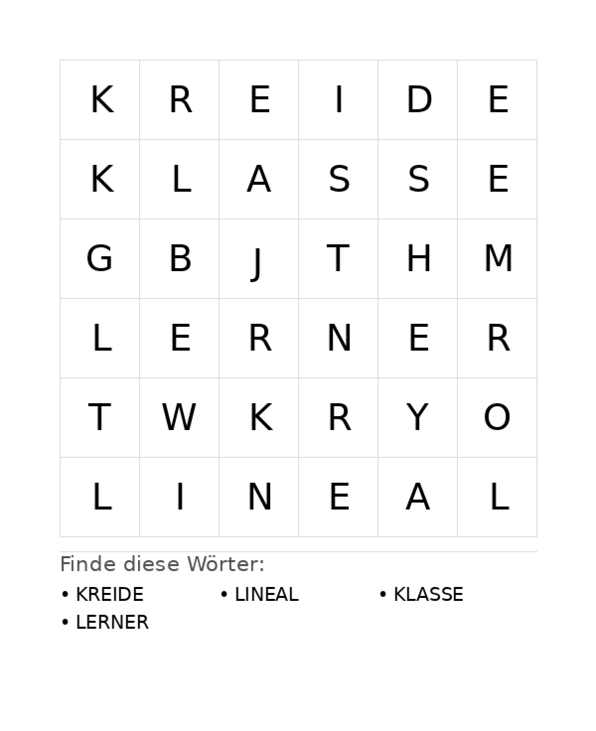 Wortsuchrätsel Wortsuchrätsel: Schule für Vorschule aus der Kategorie Wortsuchrätsel - kostenlos ausdrucken