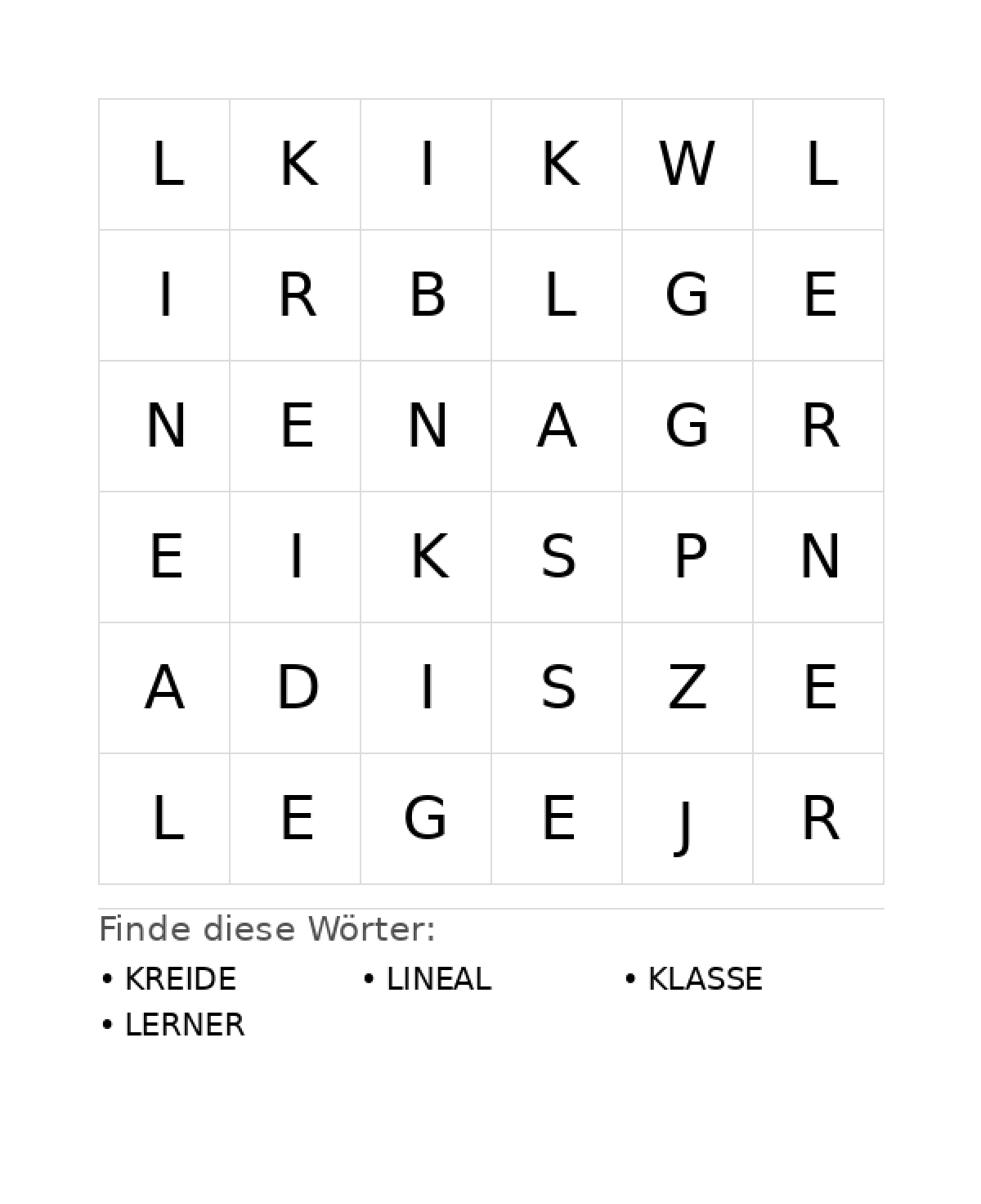 Wortsuchrätsel Wortsuchrätsel: Schule für Vorschule aus der Kategorie Wortsuchrätsel - kostenlos ausdrucken