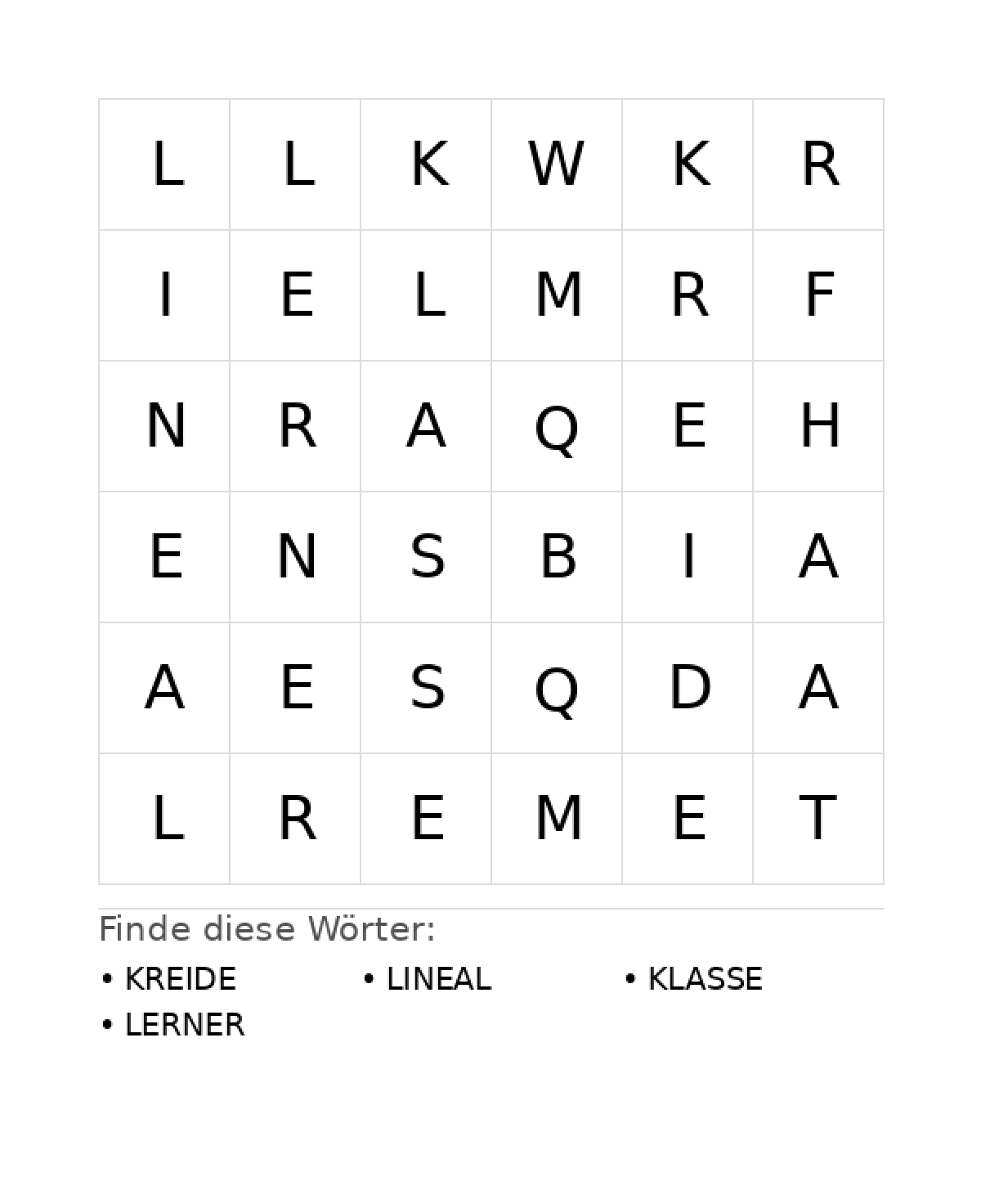 Wortsuchrätsel Wortsuchrätsel: Schule für Vorschule aus der Kategorie Wortsuchrätsel - kostenlos ausdrucken