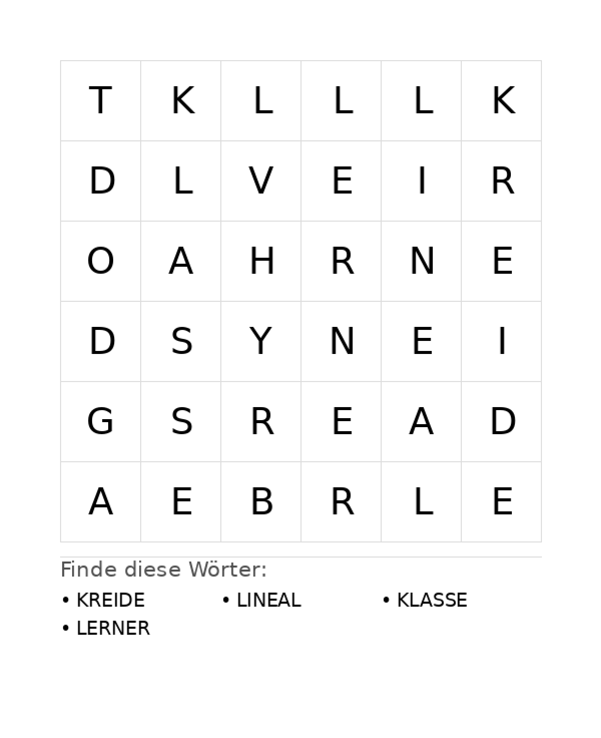 Wortsuchrätsel Wortsuchrätsel: Schule für Vorschule aus der Kategorie Wortsuchrätsel - kostenlos ausdrucken