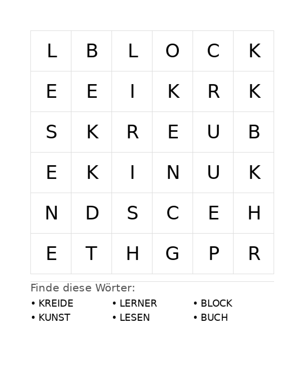 Wortsuchrätsel Wortsuchrätsel: Schule für Vorschule aus der Kategorie Wortsuchrätsel - kostenlos ausdrucken