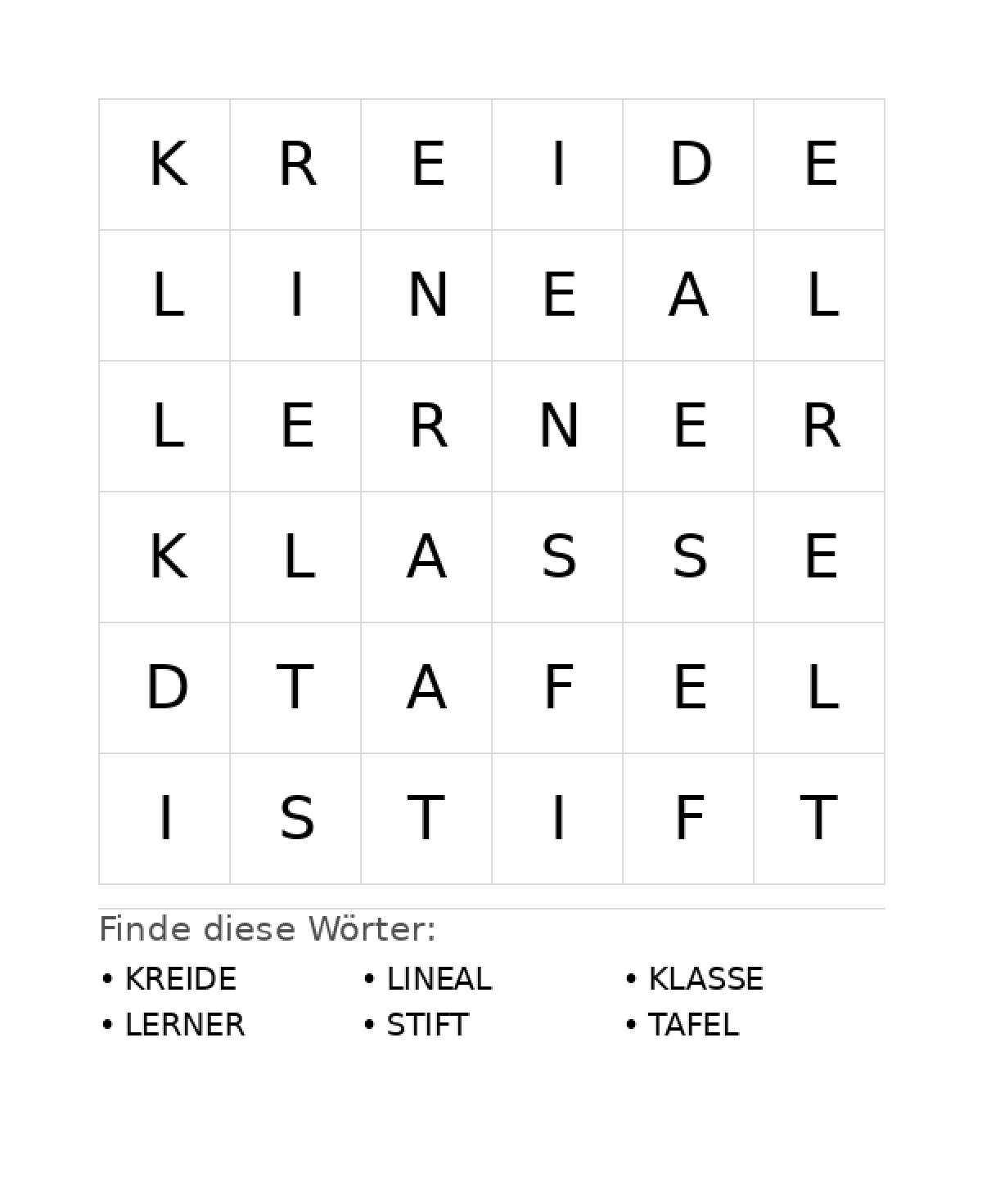 Wortsuchrätsel Wortsuchrätsel: Schule für Vorschule aus der Kategorie Wortsuchrätsel - kostenlos ausdrucken