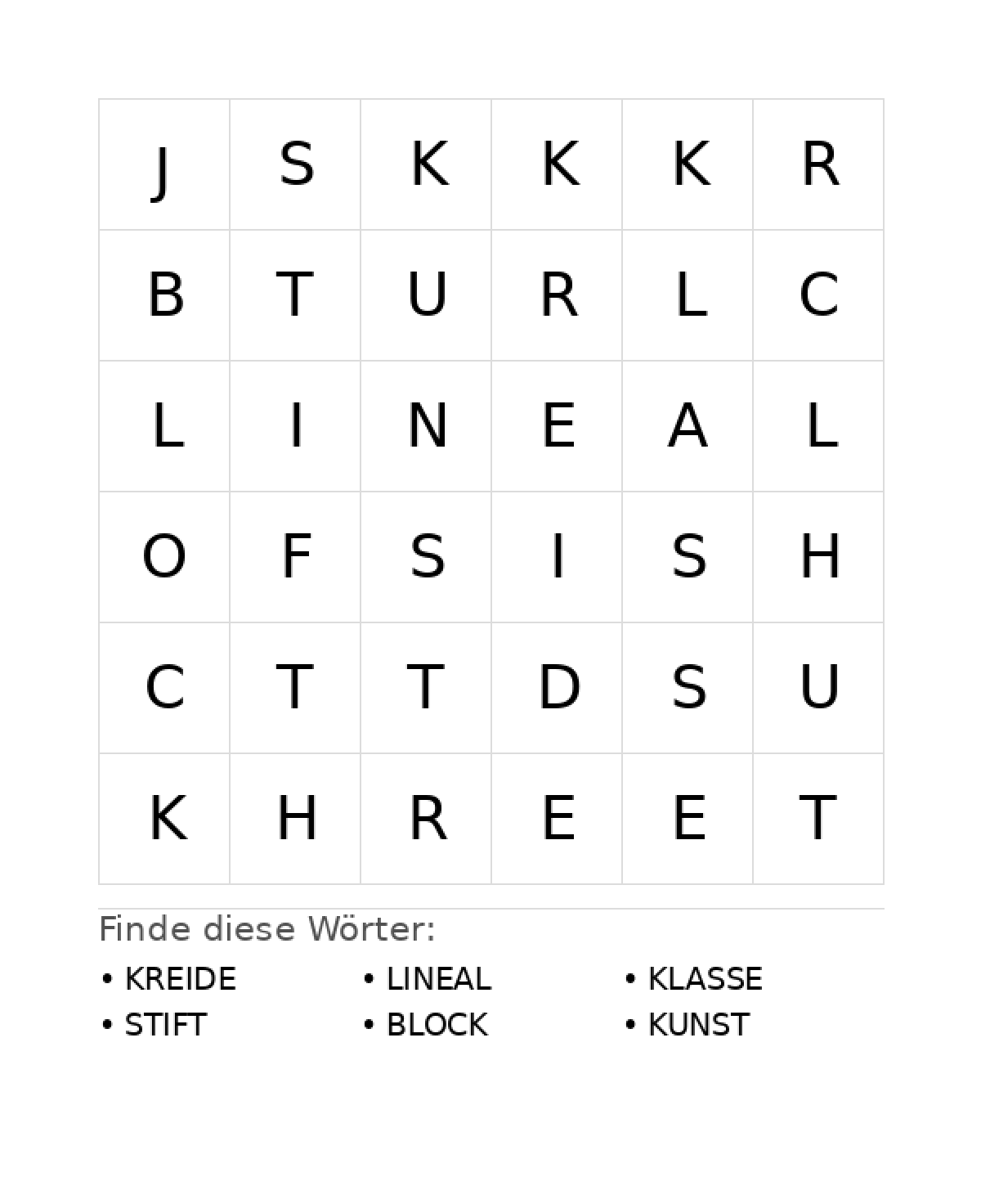Wortsuchrätsel Wortsuchrätsel: Schule für Vorschule aus der Kategorie Wortsuchrätsel - kostenlos ausdrucken