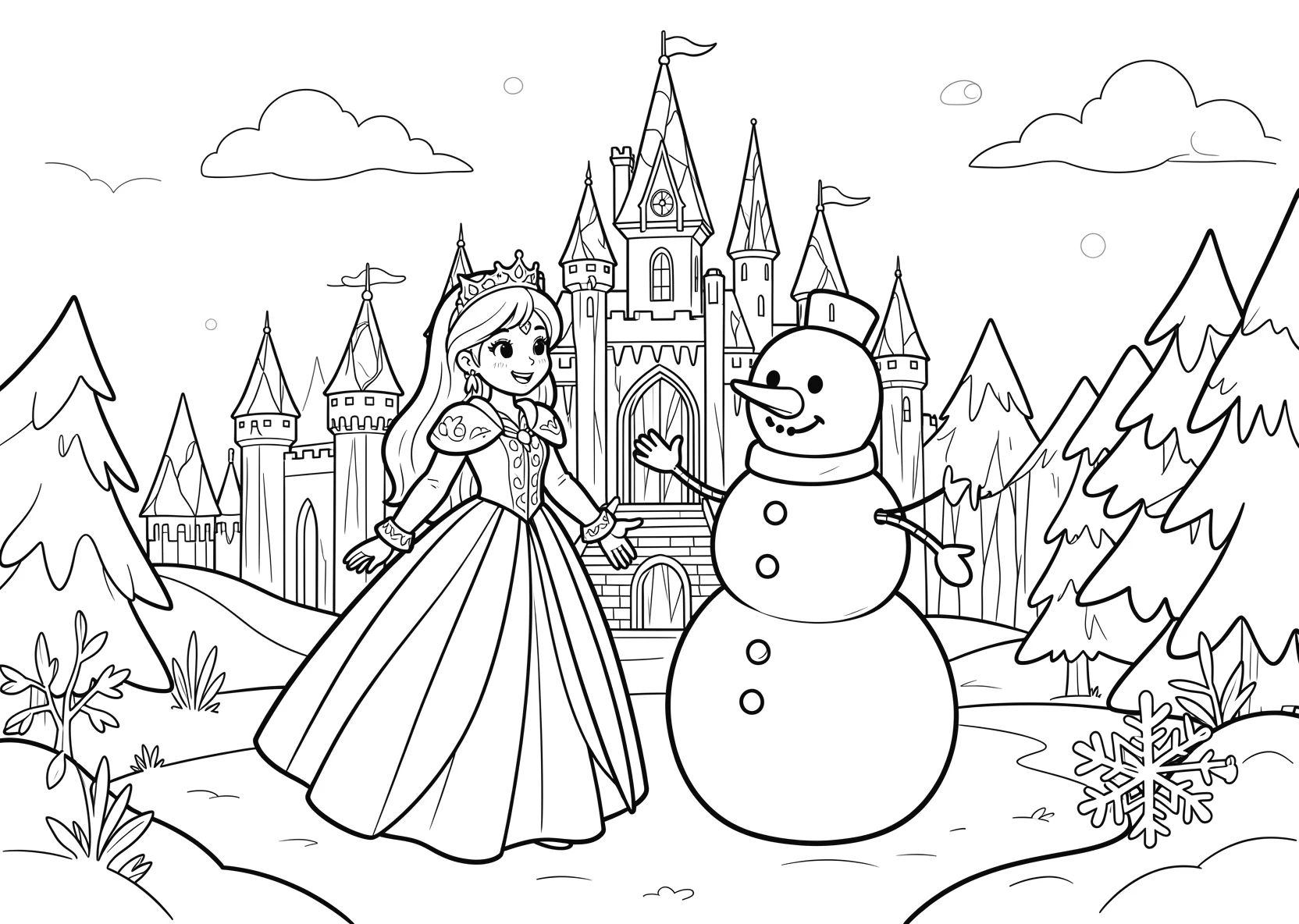 Ausmalbild Eisprinzessin - Ausmalbild aus der Kategorie Maerchen - kostenlos ausdrucken