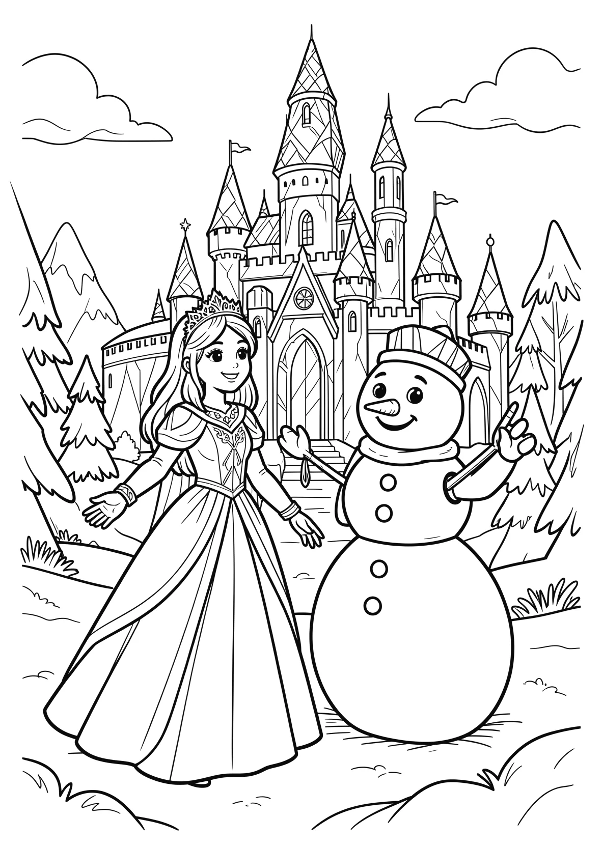 Ausmalbild Eisprinzessin - Ausmalbild aus der Kategorie Maerchen - kostenlos ausdrucken