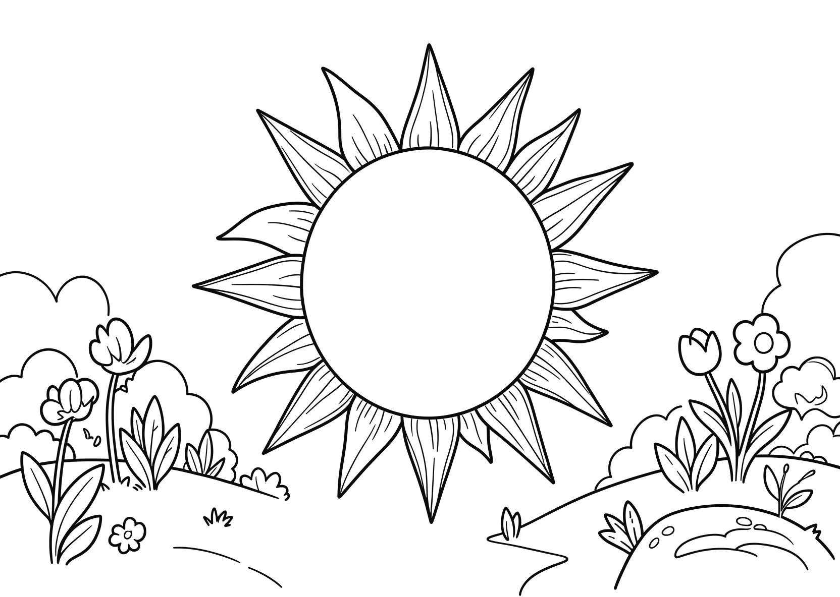 Ausmalbild Bitte eine sonne sehr groß - Ausmalbild aus der Kategorie Natur - kostenlos ausdrucken