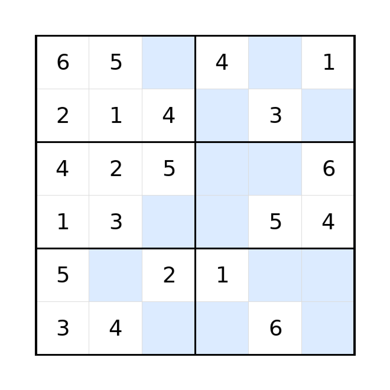 Sudoku-Rätsel Sudoku 6x6 (leicht) für Grundschule aus der Kategorie Sudoku - kostenlos ausdrucken
