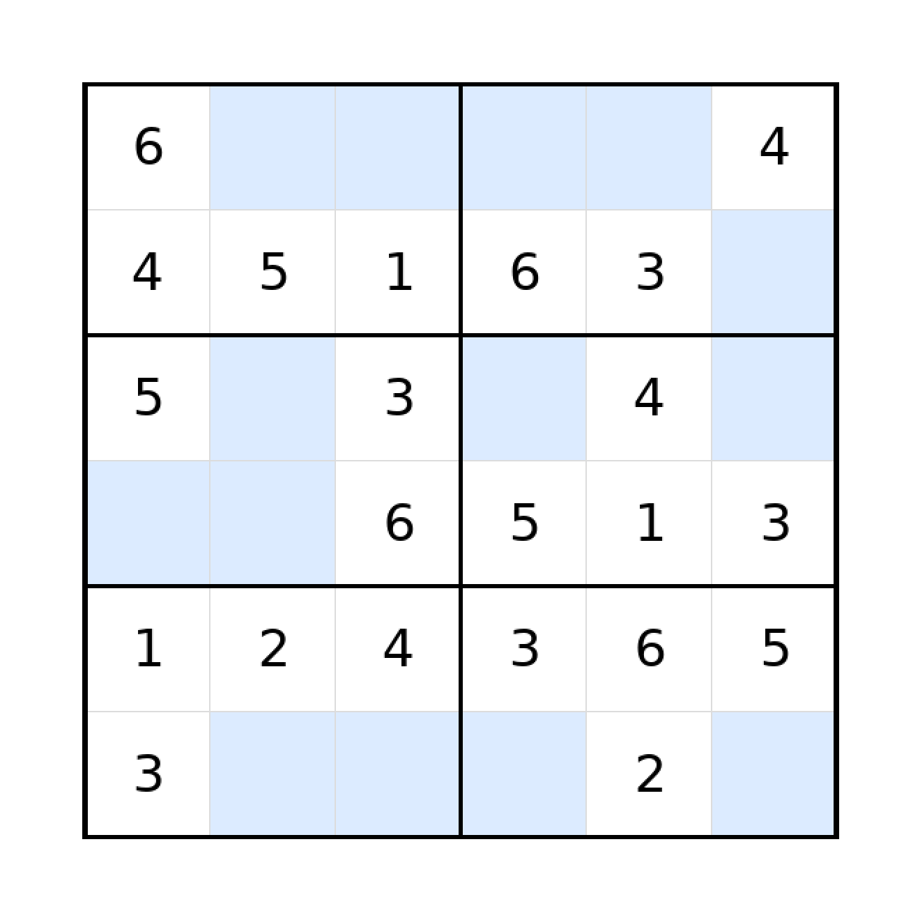 Sudoku-Rätsel Sudoku 6x6 (leicht) für Grundschule aus der Kategorie Sudoku - kostenlos ausdrucken
