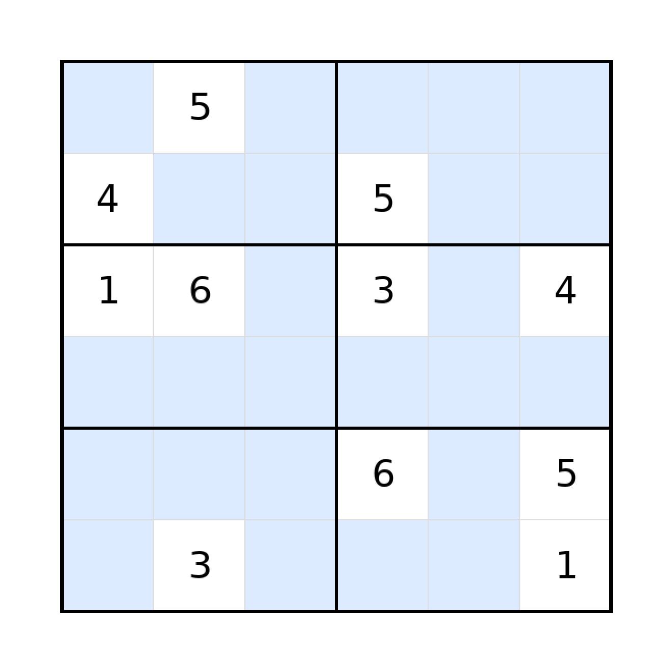 Sudoku-Rätsel Sudoku 6x6 (schwer) für Grundschule aus der Kategorie Sudoku - kostenlos ausdrucken