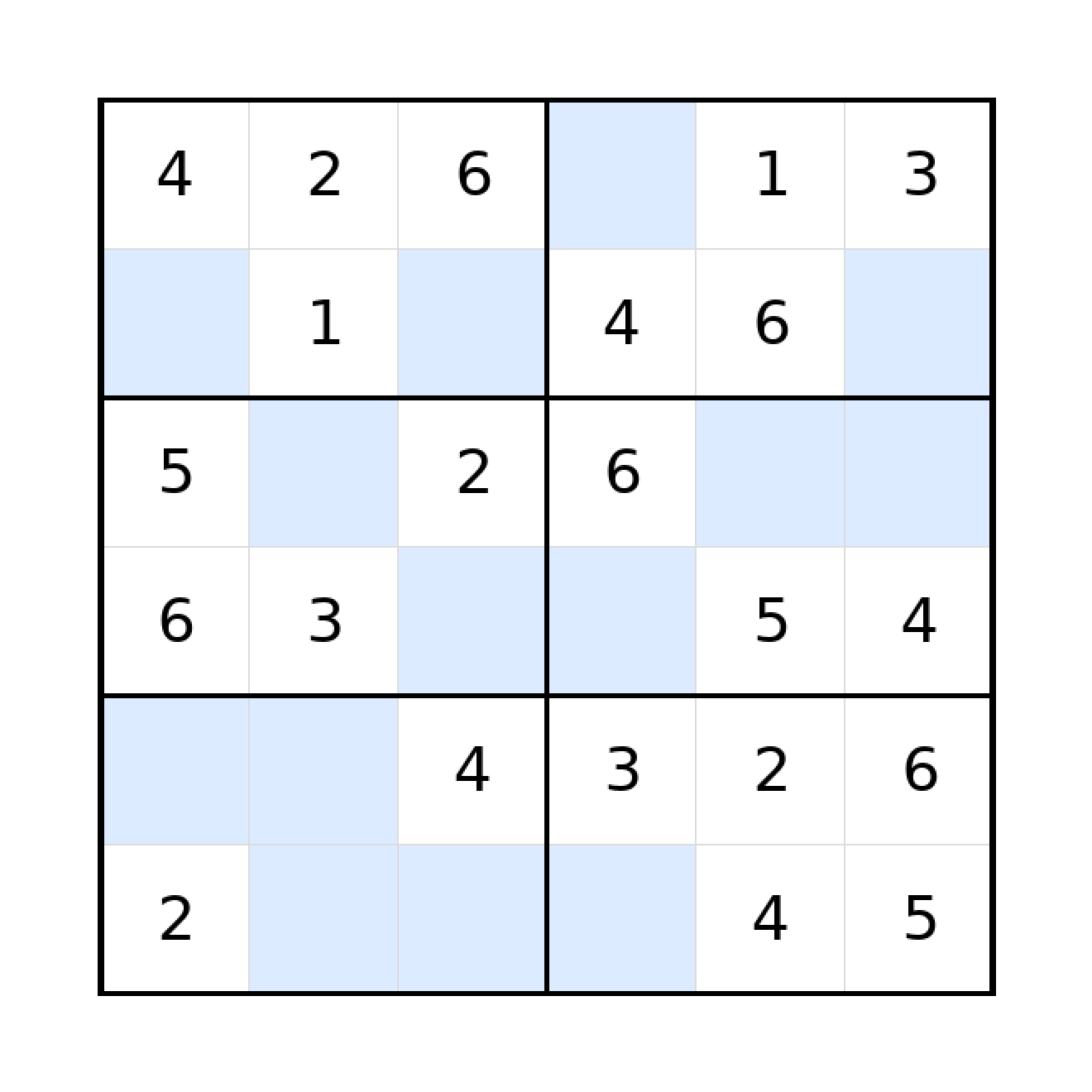 Sudoku-Rätsel Sudoku 6x6 (leicht) für Grundschule aus der Kategorie Sudoku - kostenlos ausdrucken