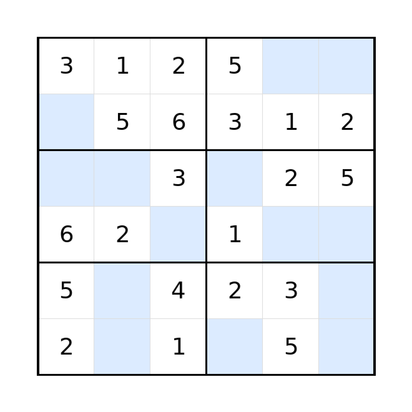 Sudoku-Rätsel Sudoku 6x6 (leicht) für Grundschule aus der Kategorie Sudoku - kostenlos ausdrucken