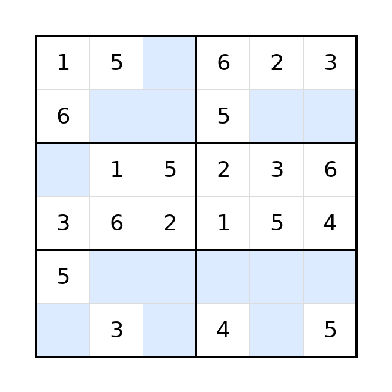 Sudoku-Rätsel Sudoku 6x6 (leicht) für Grundschule aus der Kategorie Sudoku - kostenlos ausdrucken