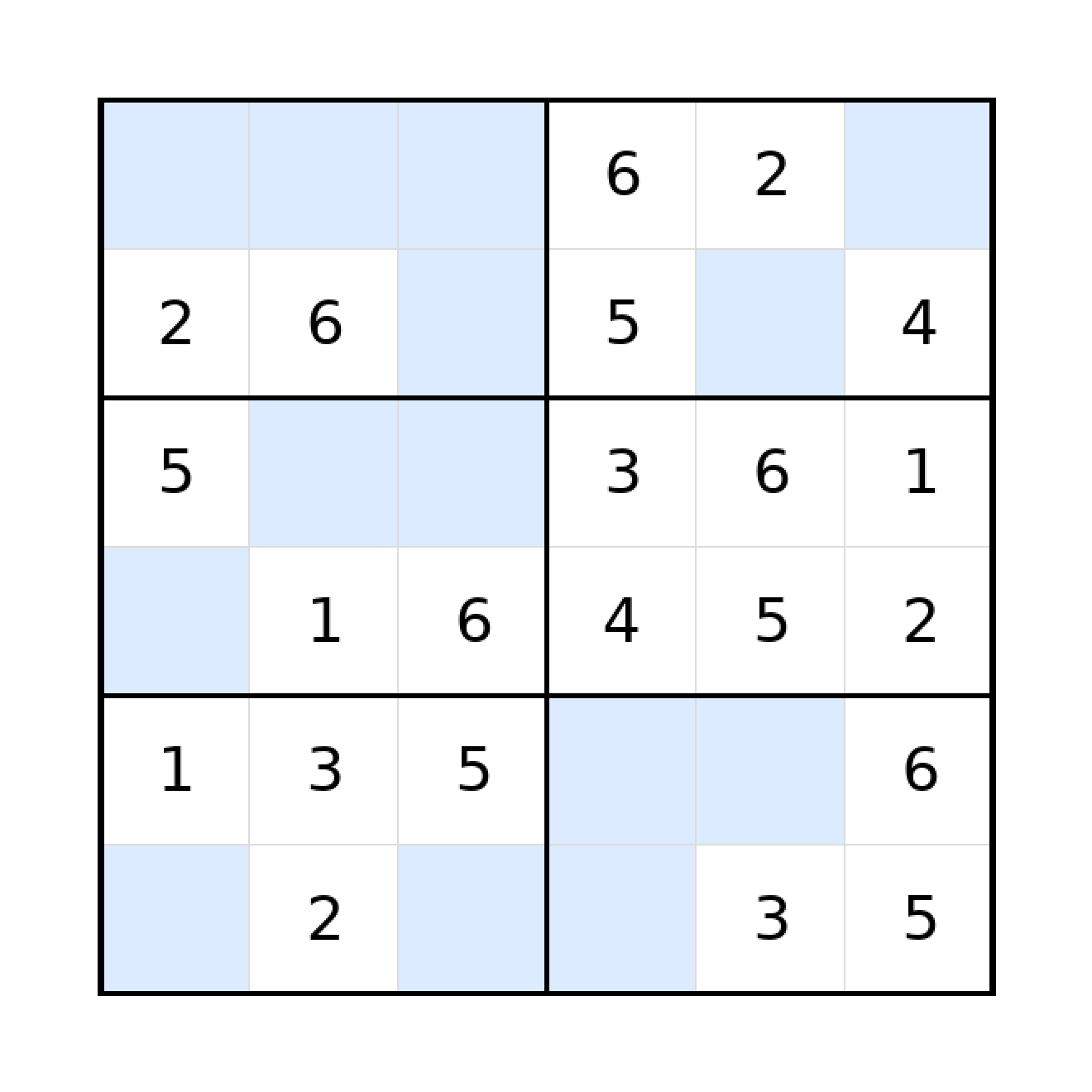 Sudoku-Rätsel Sudoku 6x6 (leicht) für Grundschule aus der Kategorie Sudoku - kostenlos ausdrucken