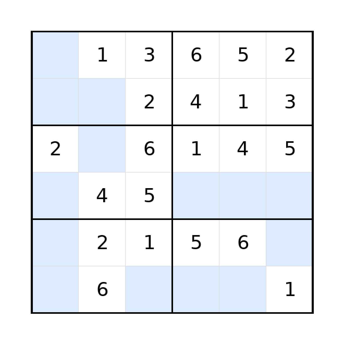 Sudoku-Rätsel Sudoku 6x6 (leicht) für Grundschule aus der Kategorie Sudoku - kostenlos ausdrucken