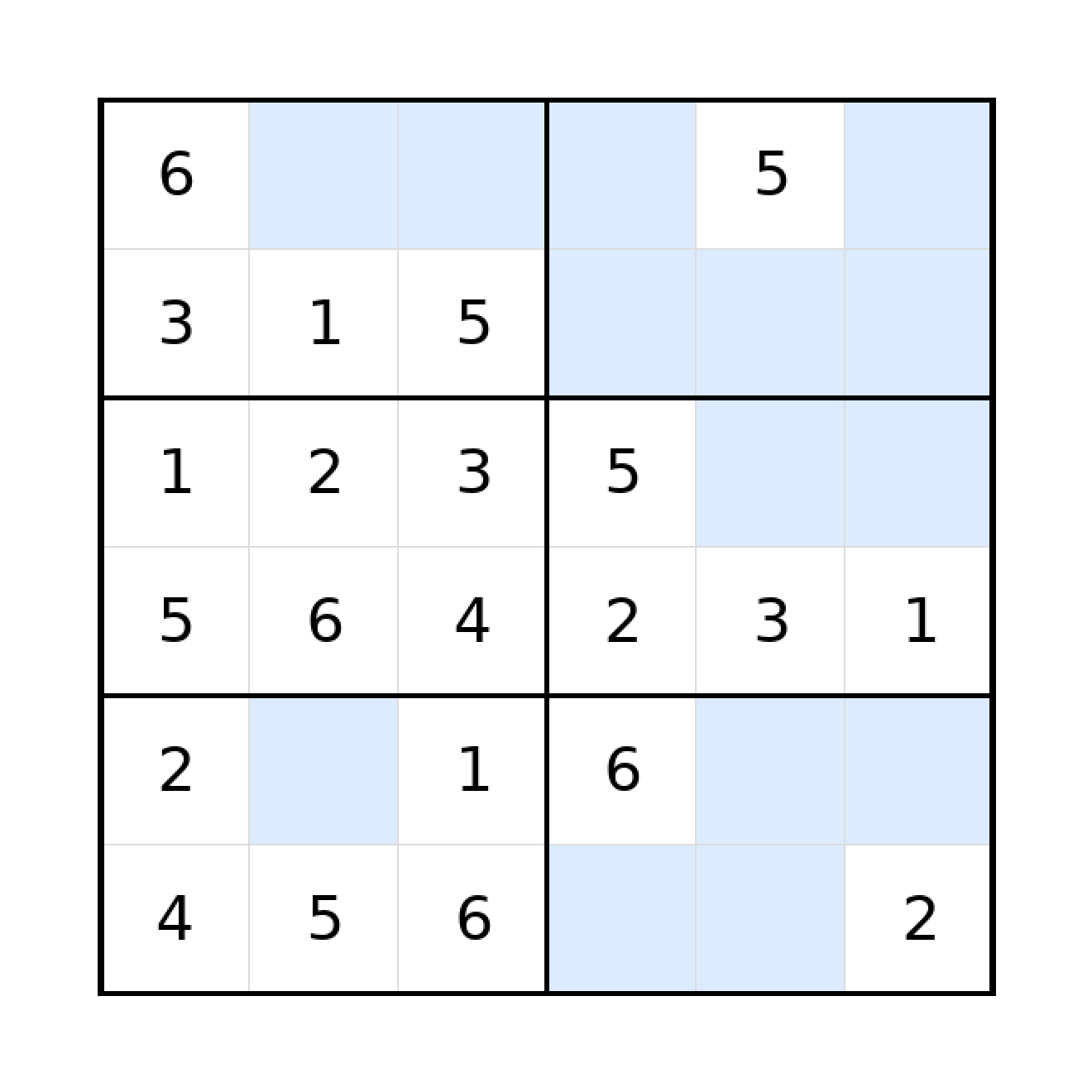 Sudoku-Rätsel Sudoku 6x6 (leicht) für Grundschule aus der Kategorie Sudoku - kostenlos ausdrucken