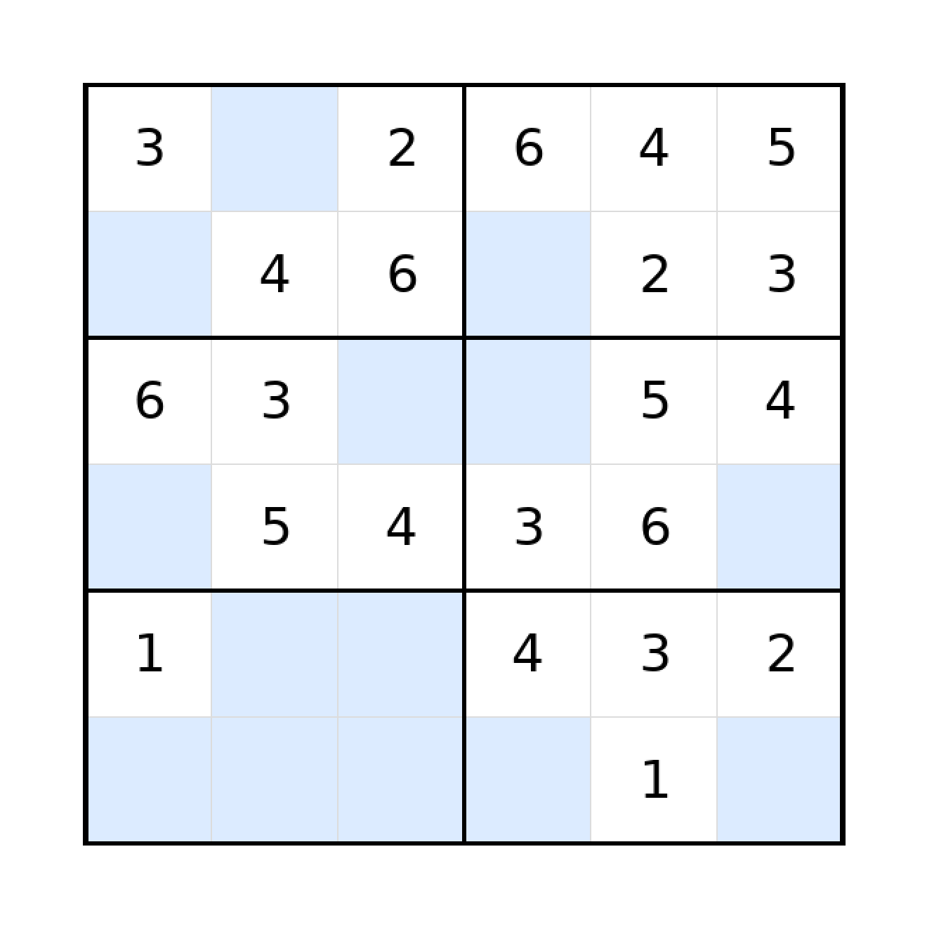 Sudoku-Rätsel Sudoku 6x6 (leicht) für Grundschule aus der Kategorie Sudoku - kostenlos ausdrucken