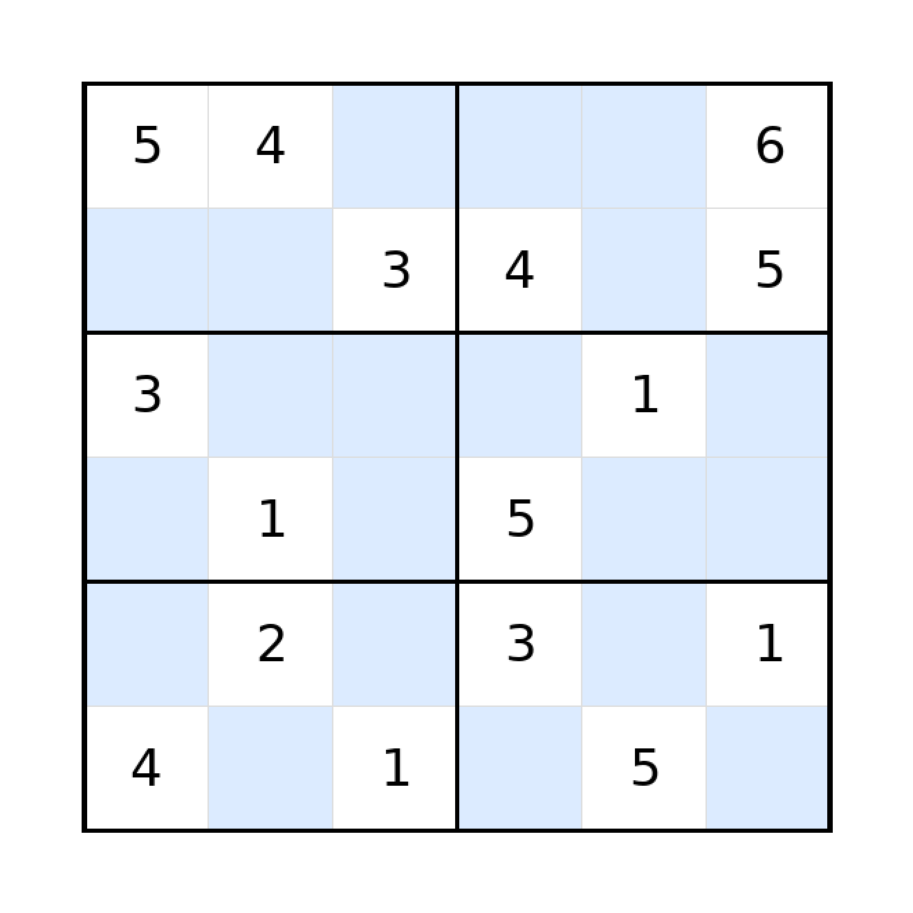 Sudoku-Rätsel Sudoku 6x6 (mittel) für Grundschule aus der Kategorie Sudoku - kostenlos ausdrucken