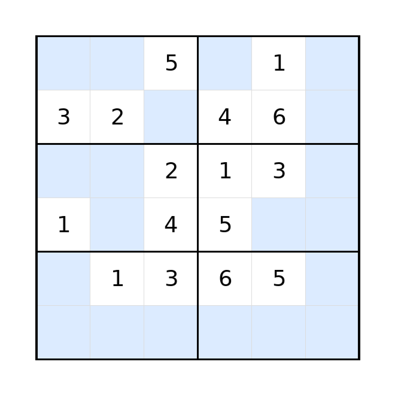Sudoku-Rätsel Sudoku 6x6 (mittel) für Grundschule aus der Kategorie Sudoku - kostenlos ausdrucken