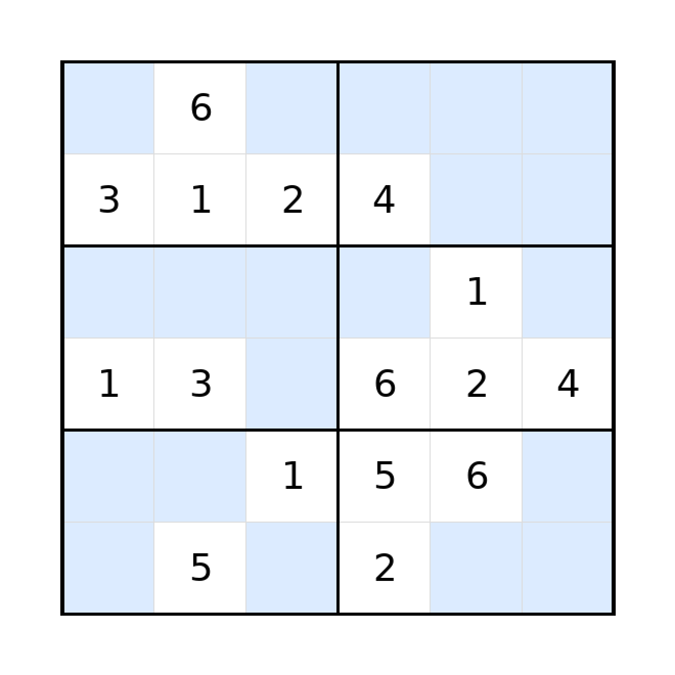 Sudoku-Rätsel Sudoku 6x6 (mittel) für Grundschule aus der Kategorie Sudoku - kostenlos ausdrucken